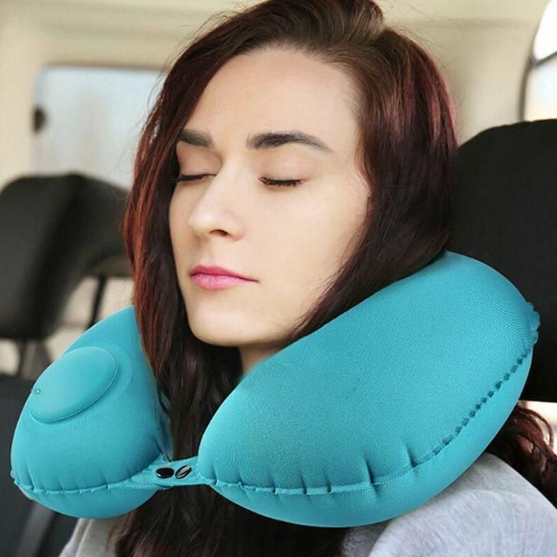 neck pillow for travel being used by a girl